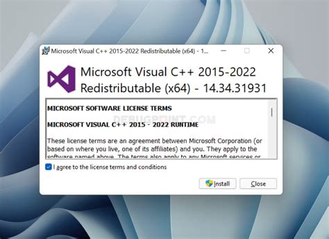 installing Microsoft Visual C++ 2019 Redistributable Package